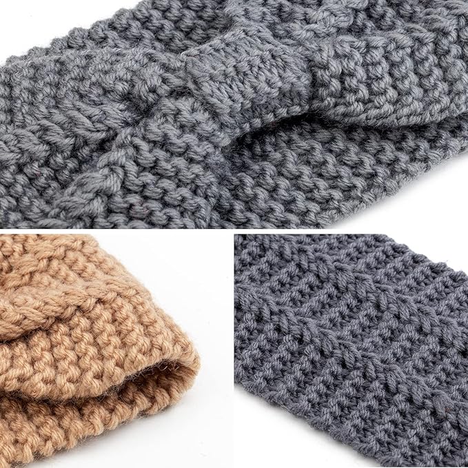 DRESHOW Winter Knit Chunky Headbands for Women Crochet Turban Knitted Ear Warmer Fashion Head Wrap 6 Pack