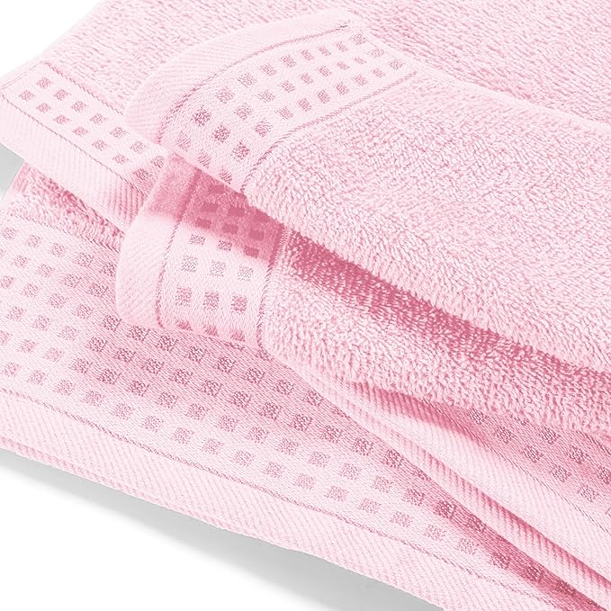 GLAMBURG Ultra Soft 4 Pack Oversized Bath Towel Set 27x54 inches, 100% Cotton Bath Towels, Highly Absorbant Compact Quickdry & Lightweight Towel, Ideal for Gym Travel Camp Pool - Pink