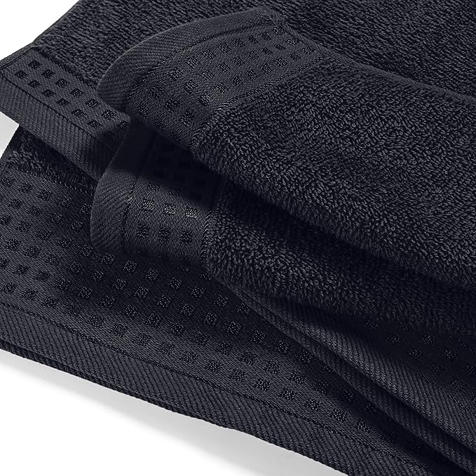 GLAMBURG Ultra Soft 4 Pack Oversized Bath Towel Set 27x54 inches, 100% Cotton Bath Towels, Highly Absorbant Compact Quickdry & Lightweight Towel, Ideal for Gym Travel Camp Pool - Black