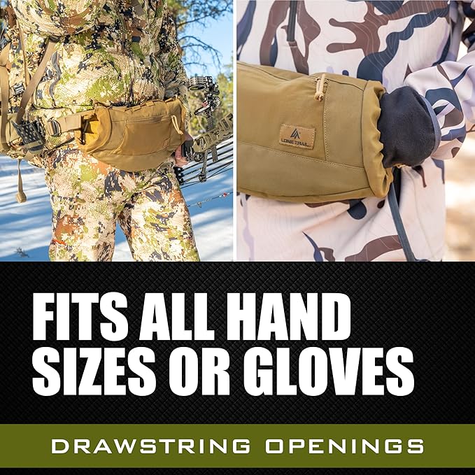 Lone Trail Hunting Hand Warmer Pouch, Hiking, and Camping with 500D Water Repellent Exterior - Hand Muff Hunting Gear 9oz Ultra Light and Adjustable, Sherpa Fleece