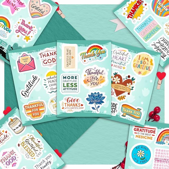 100Pcs Gratitude Stickers for Water Bottle, Thankful Sticker – Gratitude Gifts Bulk, Positive Quotes Decals – Gifts for Women & Men