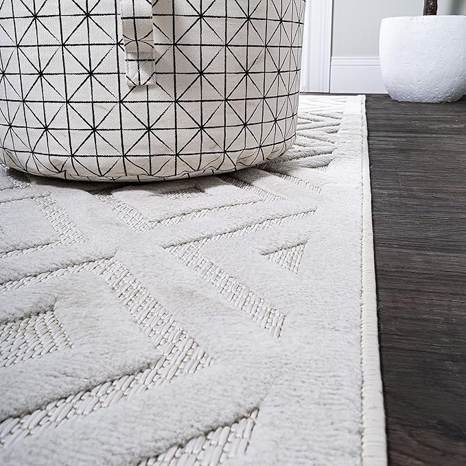 JONATHAN Y Diamond Trellis Indoor Outdoor Runner Rug 2X8 Ivory, Portmany Neutral for Backyard, Patio, Porch, Easy-Cleaning, High Traffic, Pet-Friendly, Non-Shedding (IBZ104D-28)