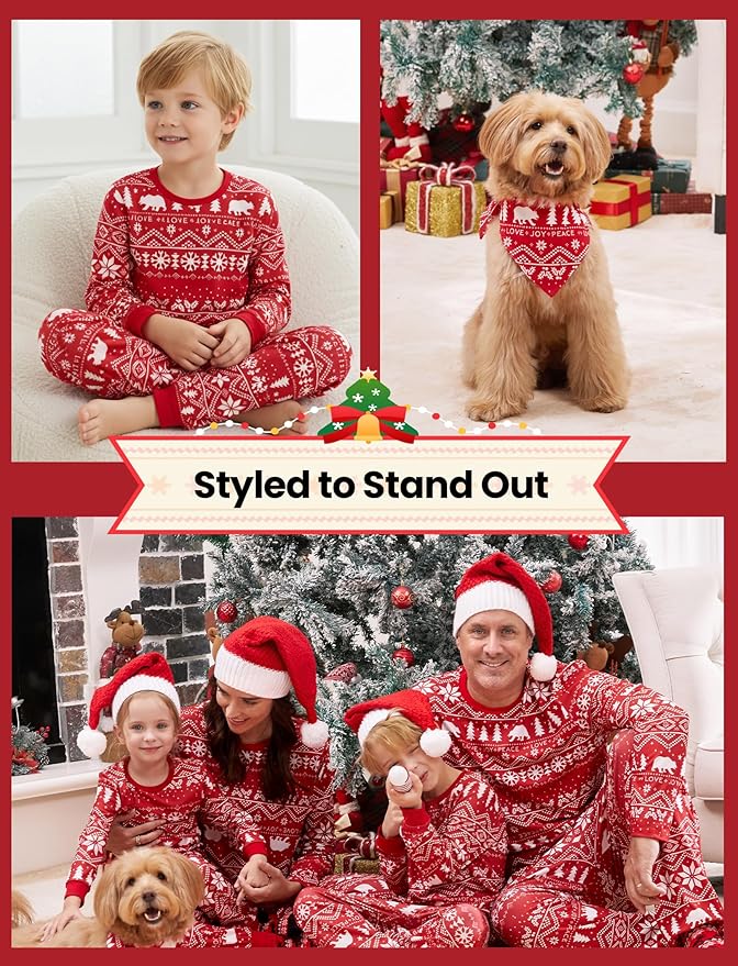 PATPAT Christmas Family Matching Pajama Sets Includes Christmas Socks - Perfect for Family Photos & Holiday Celebrations
