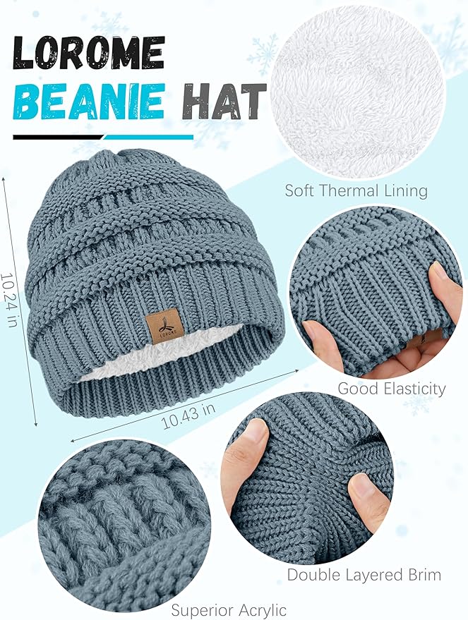 Winter Beanie Hat Scarf Gloves, Warm Fleece Knit Hats Touch Screen Gloves Neck Scarf Set Winter Gifts for Unisex Adult