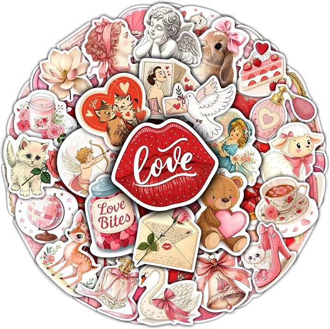 100Pcs Coquette Stickers and Decals for Laptop - Pink Aethetic Stickers for Water Bottle - Coquette Gifts - Gift for Women & Men