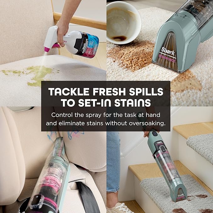 Shark StainForce Cordless Portable Spot, Stain, & Odor Remover System for Carpets, Area Rugs, Upholstery, Stairs, with Storage Caddy, Accessories, and Full-Size Cleaning Solution, HX101 (New)