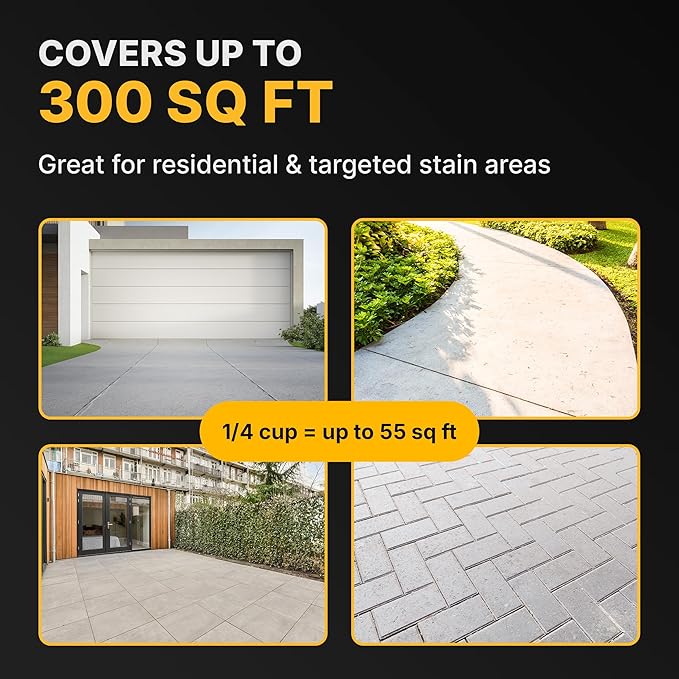 CAF Outdoor Cleaning EXIMO Waterless Concrete Cleaner, Oil Stain Remover for Driveway, Garage Floor, Basement & Walkway Surfaces, Natural Concrete Cleaner Powder Treatment, Covers Large Areas, 0.75 lb