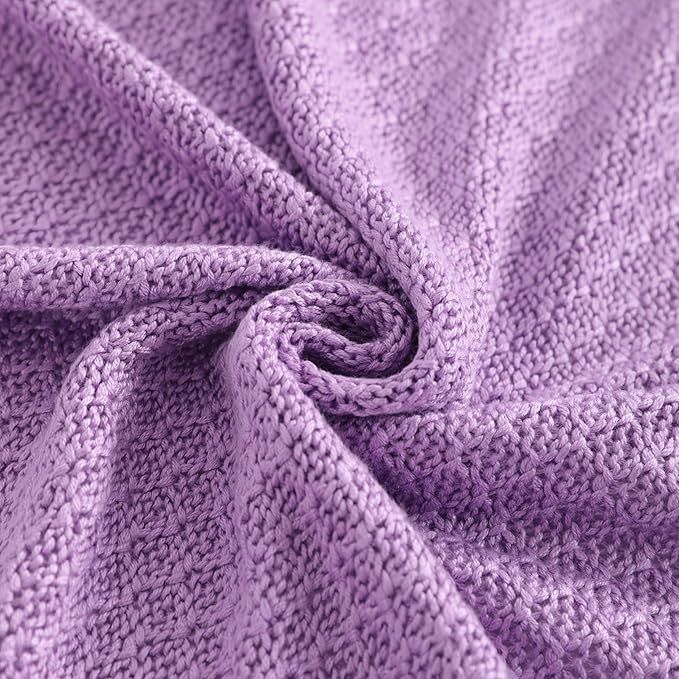 NTBAY Cable Knit Cooling Bed Blanket, Soft and Breathable Oversized Twin Bed Blanket 60x80 Inches Made from Rayon Derived from Bamboo for Bedroom, Travel, Light Purple