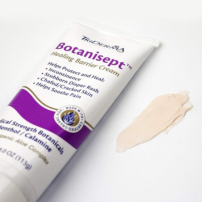 TriDerma Botanisept™ Barrier Cream - AP4 Aloe Vera Gel, Zinc, Calamine for Incontinence, Diaper Rash, Postpartum Essentials, Chafing Cream - FSA Eligible - Skin Care Relief & Moisture Barrier - 4 oz