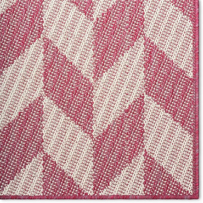 Nicole Miller New York Patio Country Calla Contemporary Herringbone Indoor/Outdoor Area Rug, Pink/Ivory , 6'6"x9'2"
