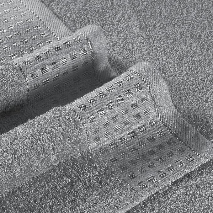 GLAMBURG 100% Cotton 2 Pack Oversized Bath Towel Set 28x55 Inches, Ultra Soft Highly Absorbant Compact Quickdry & Lightweight Large Bath Towels, Ideal for Gym Travel Camp Pool - Light Grey