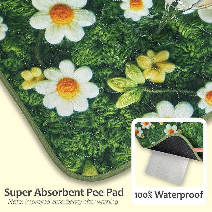 Washable Pee Pads for Dogs, Reusable Puppy Potty Training Pads, Ultra-Absorbent Thick Waterproof Leak-Proof Non-Slip Pads & Mat for Crate, Playpen, Floor, Whelping & Housebreaking , 2 Pack 36"x72"