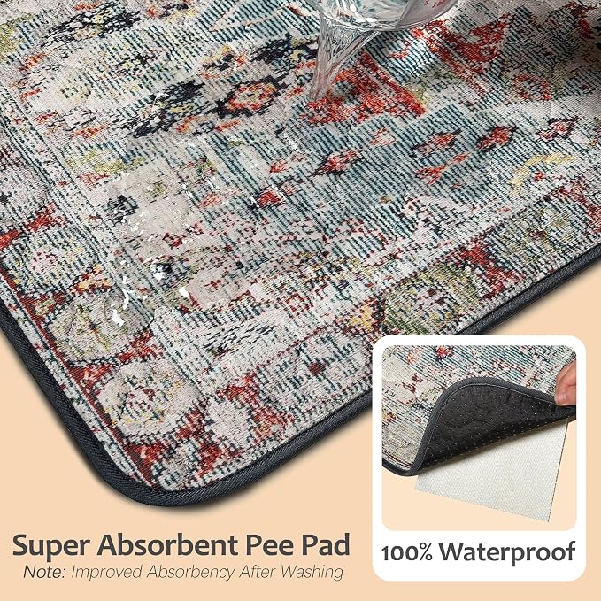Washable Pee Pads for Dogs, Reusable Puppy Potty Training Pads, Ultra-Absorbent Thick Waterproof Leak-Proof Non-Slip Pads & Mat for Crate, Playpen, Floor, Whelping & Housebreaking , 2 Pack 36"x72"