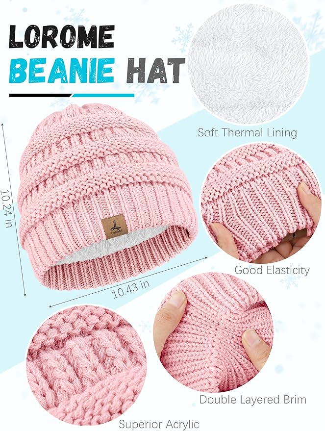 Winter Beanie Hat Scarf Gloves, Warm Fleece Knit Hats Touch Screen Gloves Neck Scarf Set Winter Gifts for Unisex Adult
