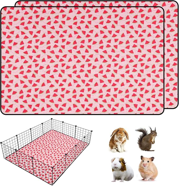 2 PCS Guinea Pig Cage Liner, Reusable Waterproof Guinea Pig Liner, Washable Small Animals Bedding, Super Absorbent Pet Pee Pads Guinea Pig Mats, Rabbit Mats for Cages (36 * 48 inch)