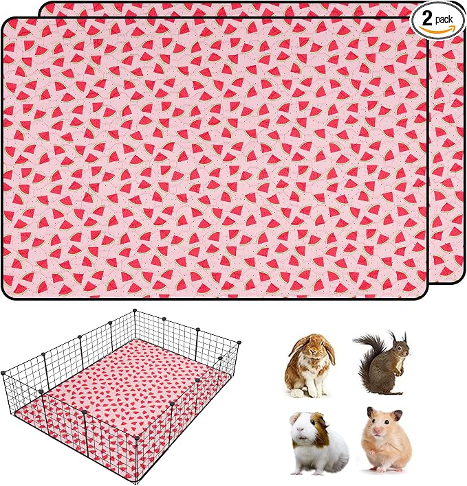2 PCS Guinea Pig Cage Liner, Reusable Waterproof Guinea Pig Liner, Washable Small Animals Bedding, Super Absorbent Pet Pee Pads Guinea Pig Mats, Rabbit Mats for Cages (42 * 56 inch)