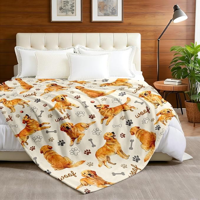 Golden Retriever Blanket Gifts for Girls Women Soft Flannel Golden Retriever Throw Blanket Merch Stuff for Room Decor 50"X40"