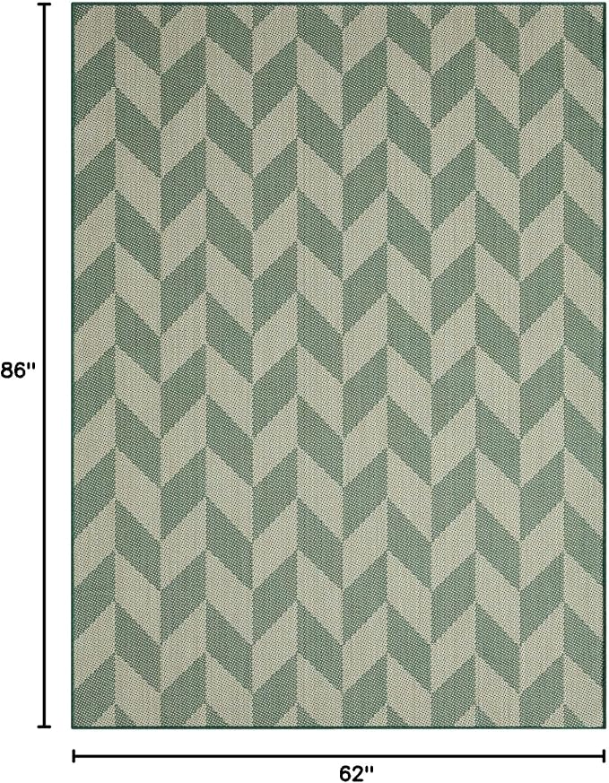 Nicole Miller New York Patio Country Calla Contemporary Herringbone Indoor/Outdoor Area Rug, Beige/Green, 5'2"x7'2"