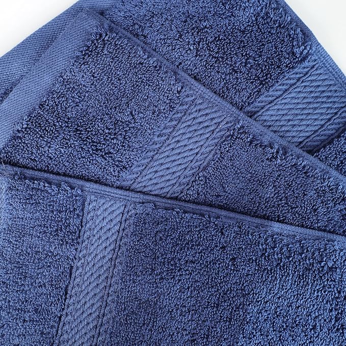 BLUENILEMILLS Madison Egyptian Cotton Towels, Towel Set for Bathroom, Shower, Hotel, Plush, 900 GSM, Highly Absorbent and Ultra-Soft Towels, Bath Essentials, 8 Piece Assorted Towel Set, Navy Blue