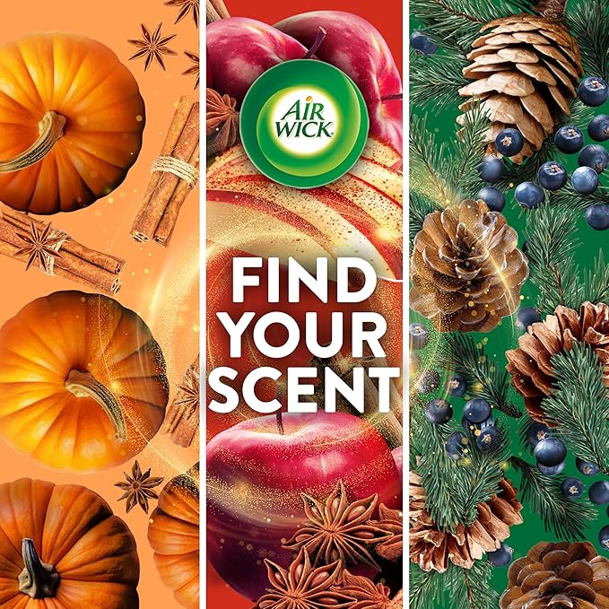 Air Wick Plug In Scented Oil Refill, Infused with Essential Oils, Plug In Air Fresheners for Home, Fresh Pine & Juniper, 4 ct