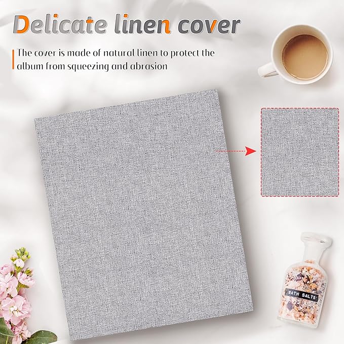 Popotop Photo Album 4x6 100 Pockets for Wedding Gifts,Linen Hardcover Picture Albums for Family Anniversary Baby Vacation Pictures