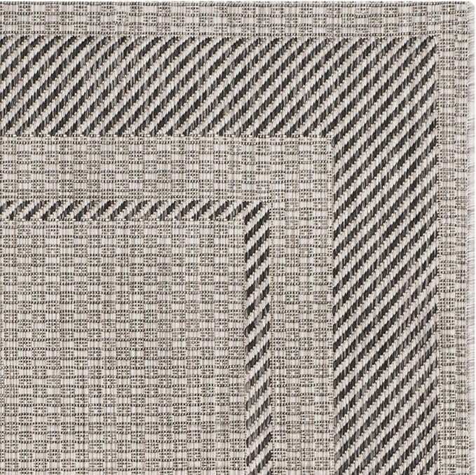 SAFAVIEH Washable Rug Outdoor Courtyard Collection - 6'7" Square, Beige & Black, Non-Shedding & Easy Cleaning, Ideal for Patio, Backyard, Mudroom (CY8477-36612)
