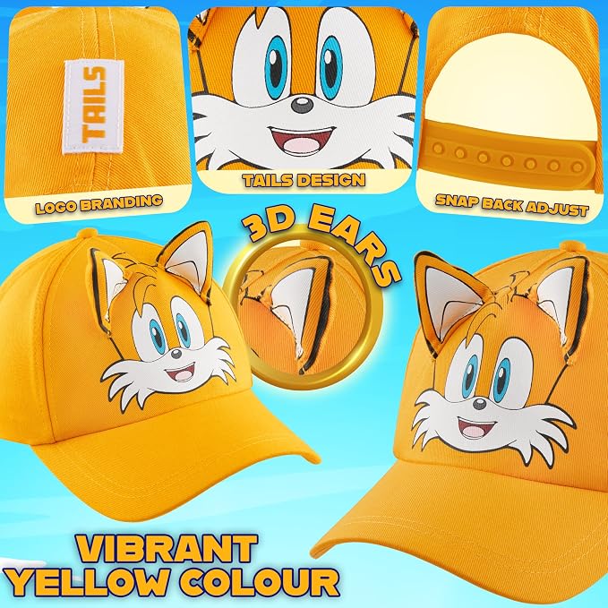 Sonic the Hedgehog Boys Baseball Cap Kids Sun Hat for Summer Beach Outdoor Play Cotton Ball Cap Gifts for Boys