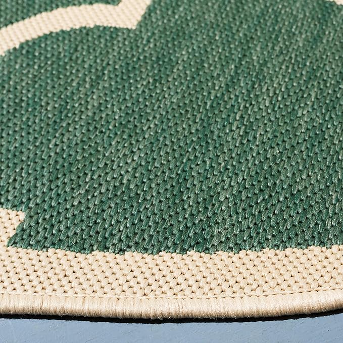 SAFAVIEH Courtyard Collection 6'7" Round Dark Green/Beige CY6914 Indoor/ Outside Waterproof Easy cleansingPatio Backyard Mudroom Area Mat