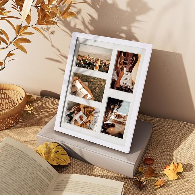 Vittanly 11x14 Collage Picture Frame, Displays 5Pcs 4x6 Pictures with Mat or 1Pcs 11x14 without Mat for Wall Mounting, Picture Frames Collage Wall Decor in White, 1 Pack