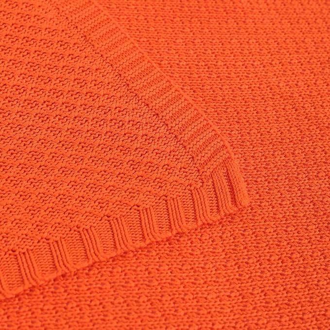 NTBAY Cable Knit Cooling Toddler Blanket, Soft and Breathable Baby Blanket 30x40 Inches Made from Rayon Derived from Bamboo for Crib, Stroller, Nursery, Orange