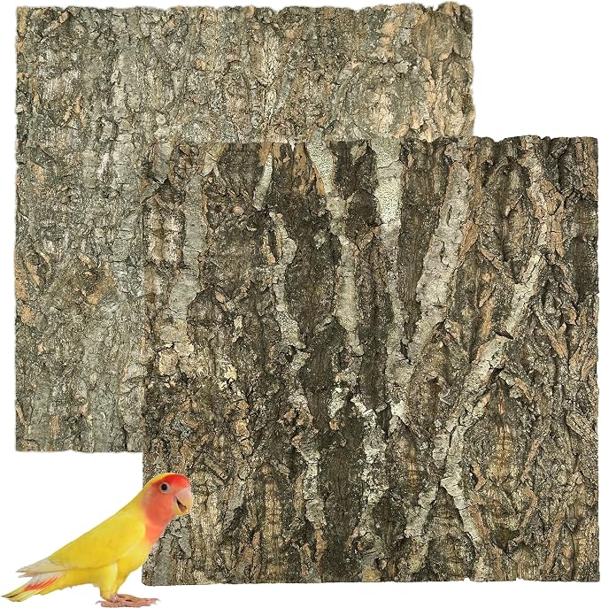 2 PCS Bird Cork Perch Stand, Bird Cork Seat Boards, Birdcage Bark Decor Accessories, Parrot Chewing Toy Bird Cork Perch Stand for Parakeet Cockatiel Conure Lovebird