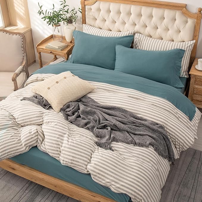 PURE ERA Jersey Knit 4pc Bed Sheet Set 100% T-Shirt Cotton Super Soft Comfy Breathable Fits Mattress Up to 20" Extra Deep Pocket (Solid Cerulean Blue, King)