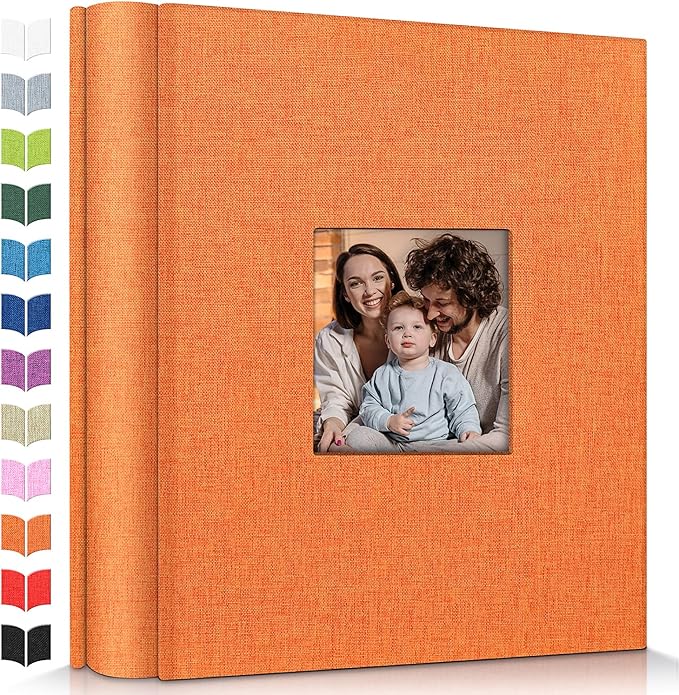 Photo Album 4x6 with 600 Pockets,Slip-in Picture Albums,Linen Cover Memory Book with Front Window,White Page Vertical Photo Book for Wedding,Family,Anniversare,Baby,Vacation