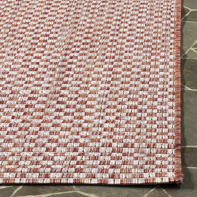 SAFAVIEH Courtyard Collection CY8653 Indoor/ Outdoor Easy scrubbing Patio Backyard Mudroom Runner-Rug, 2' 3' x 6', 7' Rust / Light Grey