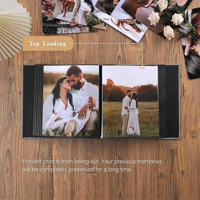 potricher Small 8x10 Photo Album 160 Pockets Linen Cover Large Capacity Picture Book for Family Wedding Anniversary and Baby (White)