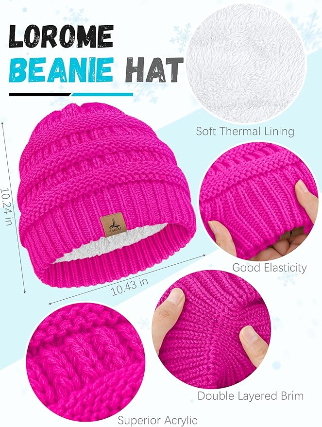 Winter Beanie Hat Scarf Gloves, Warm Fleece Knit Hats Touch Screen Gloves Neck Scarf Set Winter Gifts for Unisex Adult