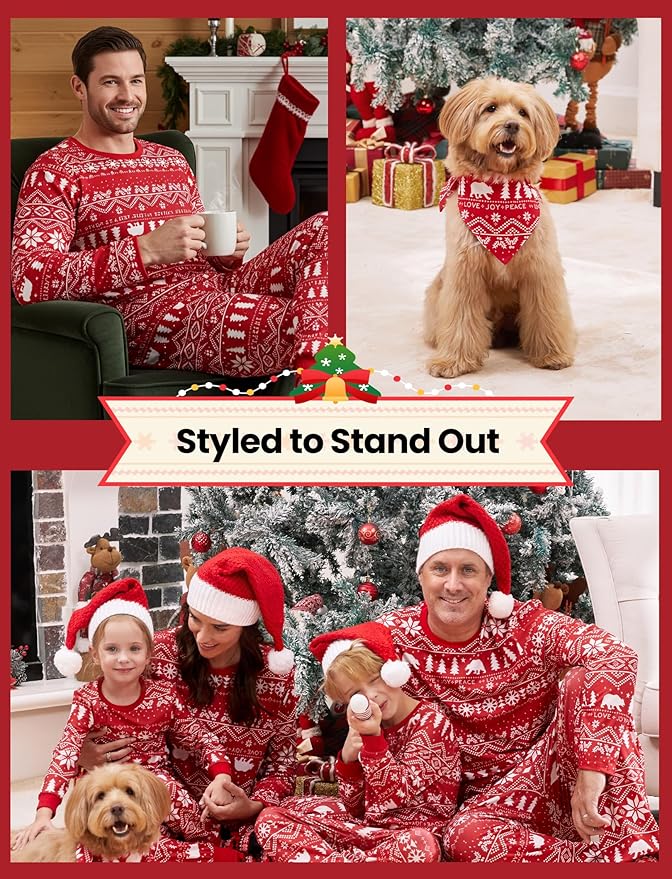 PATPAT Christmas Family Matching Pajama Sets Includes Christmas Socks - Perfect for Family Photos & Holiday Celebrations