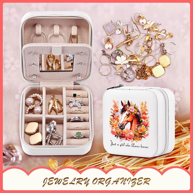 Horse Jewelry Box, Gifts For Women Teens Girls, Western Horse Lovers Stuff Items Accessories Things Merchandise Decor Merch, Travel Ring Earrings Necklace Organizer Holder!