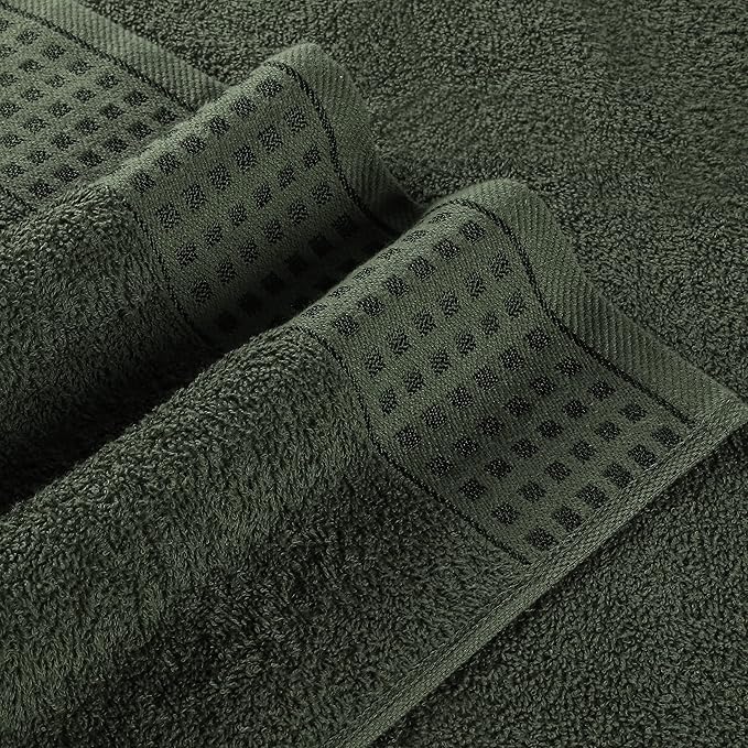 GLAMBURG 100% Cotton 2 Pack Oversized Bath Towel Set 28x55 Inches, Ultra Soft Highly Absorbant Compact Quickdry & Lightweight Large Bath Towels, Ideal for Gym Travel Camp Pool - Olive Green