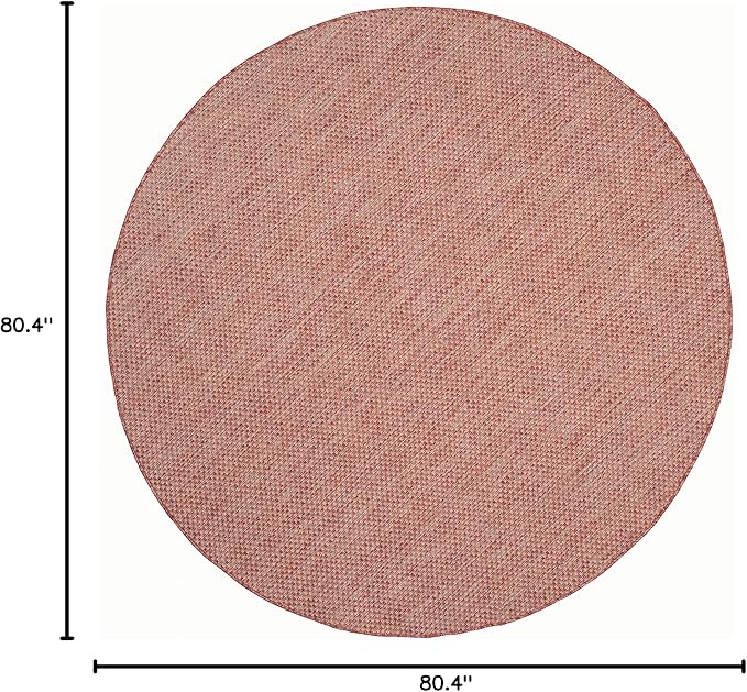 SAFAVIEH Courtyard Collection 6'7'' Round Red/Beige CY8521 Indoor/ Outdoor Patio Backyard Mudroom Area Rug