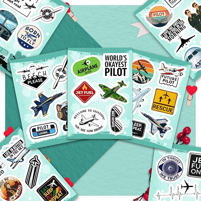 100Pcs Aviation Stickers and Decals Waterproof - Pilot Stickers for Laptop, Airplane Decals - Aviation Gifts for Pilots - Gift for Women & Men