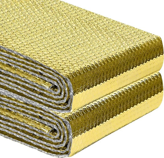 Reflective Insulation Roll 47inch x 10Ft Double Bubble Reflective Aluminum Foil Wrap Insulating Sheet Thermal Shield Radiant Barrier for Winter RV Window Thermal Cold Insulation Summer Heat - Golden