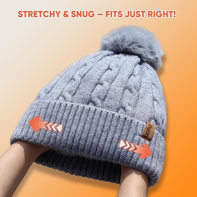ihuan Winter Hat Scarf Gloves Warmer Christmas Gifts, Warm Knit Beanie Hat Touch Screen Gloves Set Neck Scarves for Women