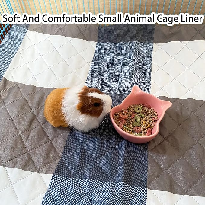 Rabbit Cage Liners, Guinea Pig Bedding Pads Bunny Cage mats Waterproof Reusable Washable Small Animals Cage Liner (2Pcs) (Large Size)