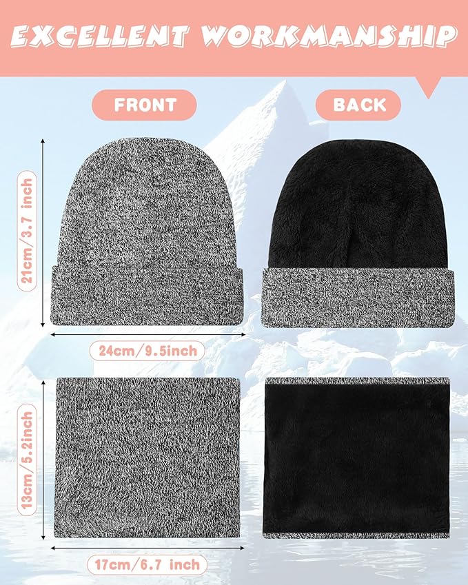10 Pieces Winter Hat Beanie Scarf Touch Screen Gloves and Sock Set Slouchy Knit Skull Cap Beanies Fleece Lining Neck Warmer