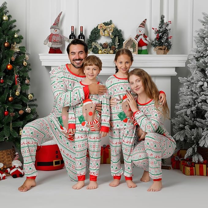 Matching Family Christmas Pajamas Sets, Holiday PJs with Top and Pants, Cute 2 Piece Sleepwear for Couples/Women/Men