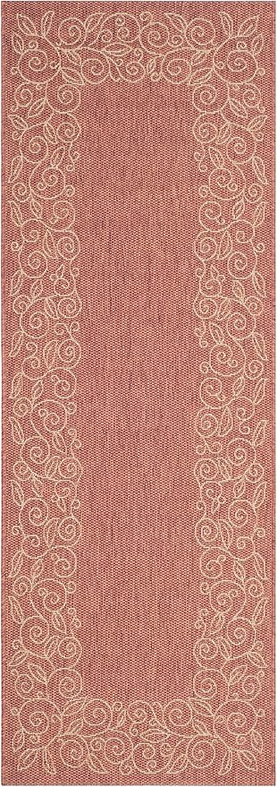SAFAVIEH Washable Rug Outdoor Courtyard Collection - 2'7" x 5', Terracotta & Beige, Non-Shedding & Easy Cleaning, Ideal for Patio, Backyard, Mudroom (CY5139A)