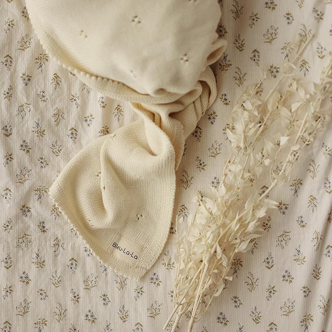 Organic Unisex Pointelle Receiving Swaddle Blanket for Boys & Girls - 100% Luxury Organic Soft Cotton Knit Warm Cozy Cuddle Stroller Blanket for Newborns, Infants, & Toddlers (Mocha)