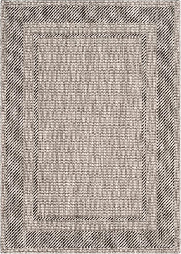 SAFAVIEH Courtyard Collection 2'7" x 5' Beige/Black CY8477 Indoor/ Outdoor Waterproof Easy Cleaning Patio Backyard Mudroom Area Rug
