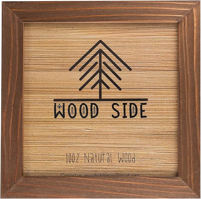 Rustic Wooden Square Picture Frames 8x8 - Set of 2 - 100% Natural Solid Eco Wood with Real Glass for Wall Mounting and Tabletop Photo Frame - Honey Brown